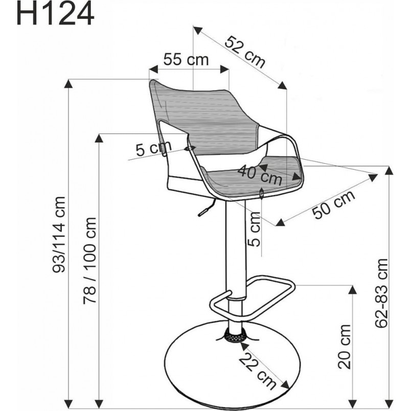 Hoker tapicerowany barowy na czarnej nodze H124 orzech / czarny Halmar