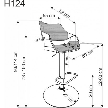 Hoker tapicerowany barowy na czarnej nodze H124 orzech / czarny Halmar