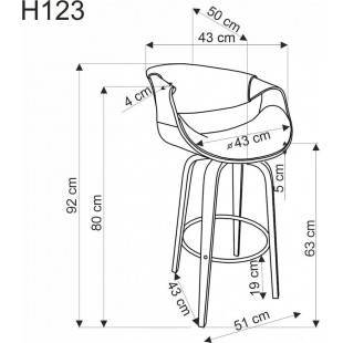 Krzesło barowe drewniane z ekoskóry H123 popiel / orzech Halmar