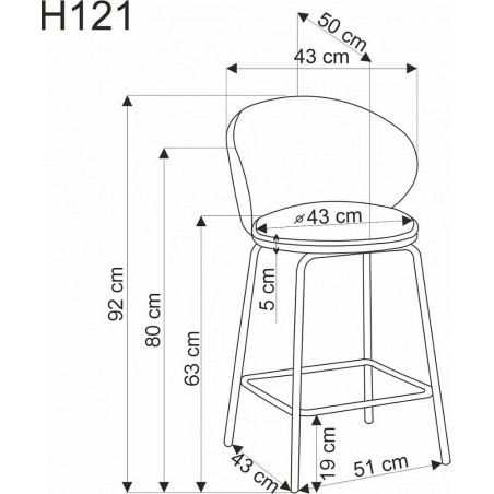 Krzesło barowe tapicerowane H121 63cm popiel / czarny Halmar