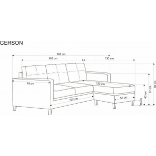 Sofa 3 osobowa z podnóżkiem Gerson 180cm popiel Halmar