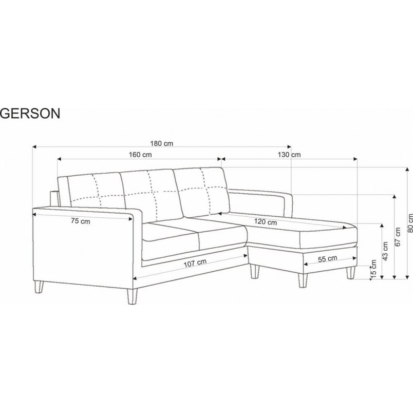 Sofa 3 osobowa z podnóżkiem Gerson 180cm popiel Halmar