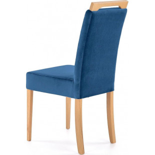 Krzesło welurowe z drewnianymi nogami Clarion II dąb miodowy / granatowy Halmar