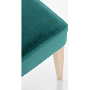 Krzesło welurowe z drewnianymi nogami Clarion II dąb miodowy / ciemny zielony Halmar