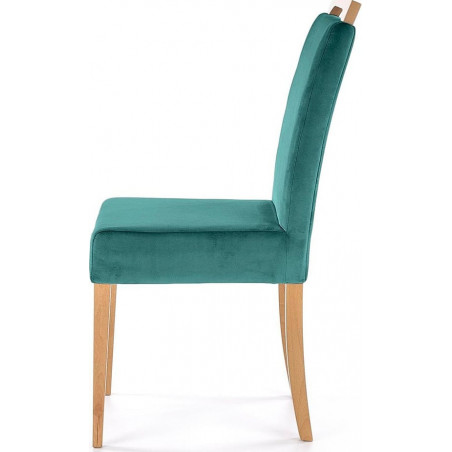 Krzesło welurowe z drewnianymi nogami Clarion II dąb miodowy / ciemny zielony Halmar