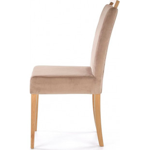 Krzesło welurowe z drewnianymi nogami Clarion II dąb miodowy / jasny brąz Halmar
