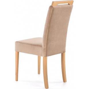 Krzesło welurowe z drewnianymi nogami Clarion II dąb miodowy / jasny brąz Halmar