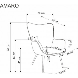 Fotel tapicerowany uszak Amaro popiel / drewno Halmar