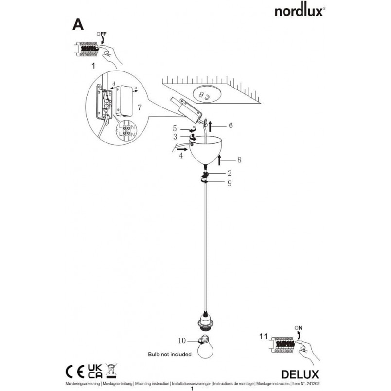 Zawiesie / przewód do klosza Villo Delux 200cm biały Nordlux