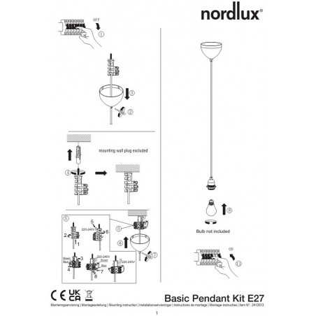 Zawiesie / przewód do klosza Villo Basic 200cm biały Nordlux