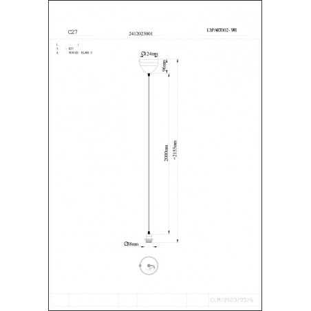 Zawiesie / przewód do klosza Villo Delux 200cm biały Nordlux
