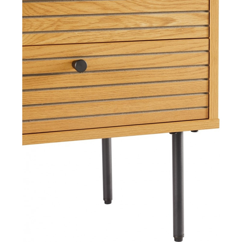 Szafka nocna ryflowana na nóżkach z 2 szufladami Lattes 50x40cm dąb Intesi