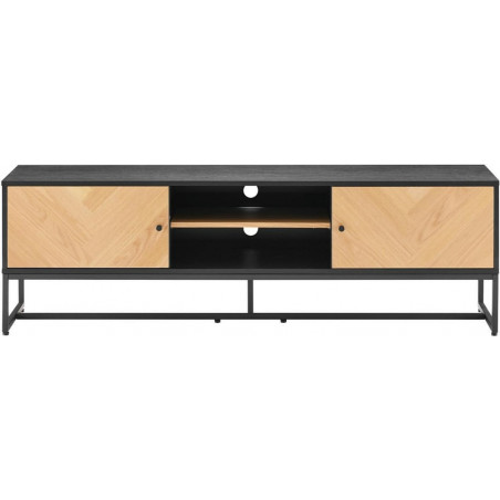 Szafka rtv z frontem w jodełkę Clar 160x40cm dąb / czarny Intesi