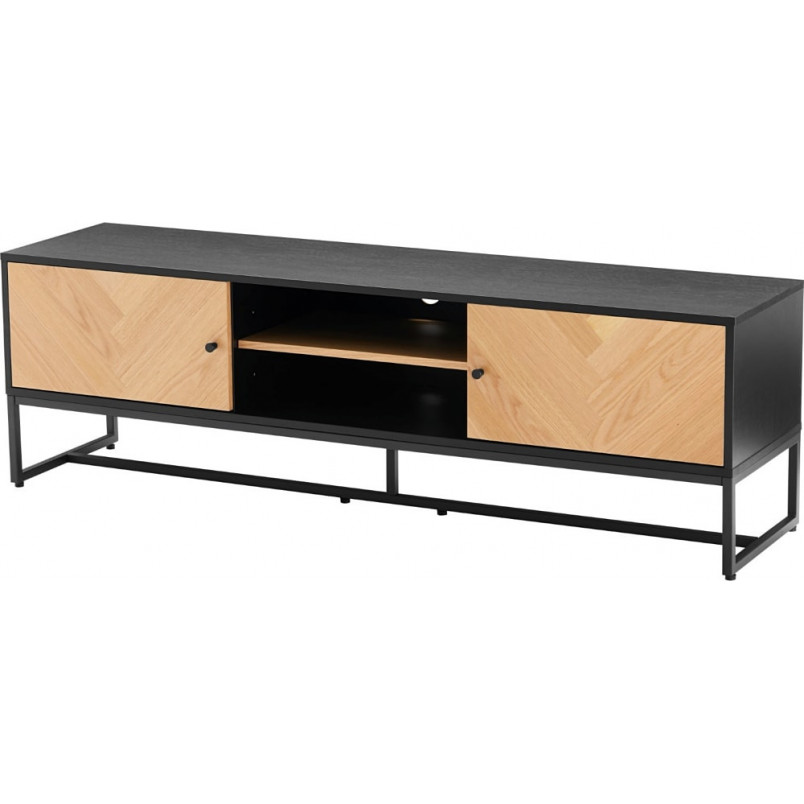 Szafka rtv z frontem w jodełkę Clar 160x40cm dąb / czarny Intesi