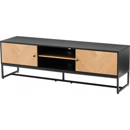 Szafka rtv z frontem w jodełkę Clar 160x40cm dąb / czarny Intesi