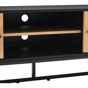 Szafka rtv z frontem w jodełkę Clar 160x40cm dąb / czarny Intesi
