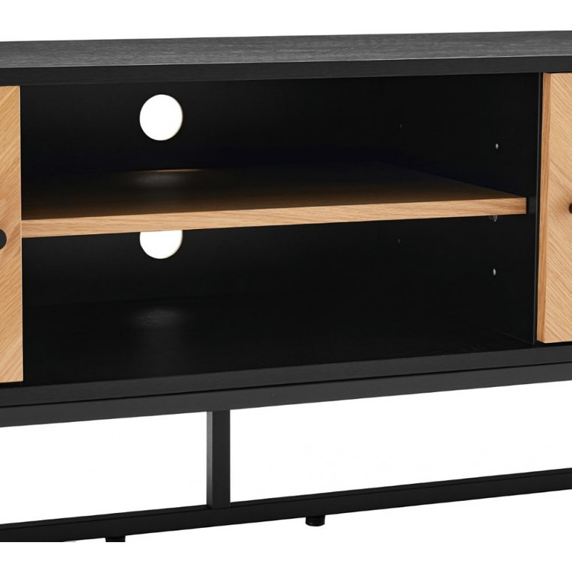 Szafka rtv z frontem w jodełkę Clar 160x40cm dąb / czarny Intesi