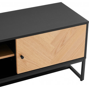 Szafka rtv z frontem w jodełkę Clar 160x40cm dąb / czarny Intesi