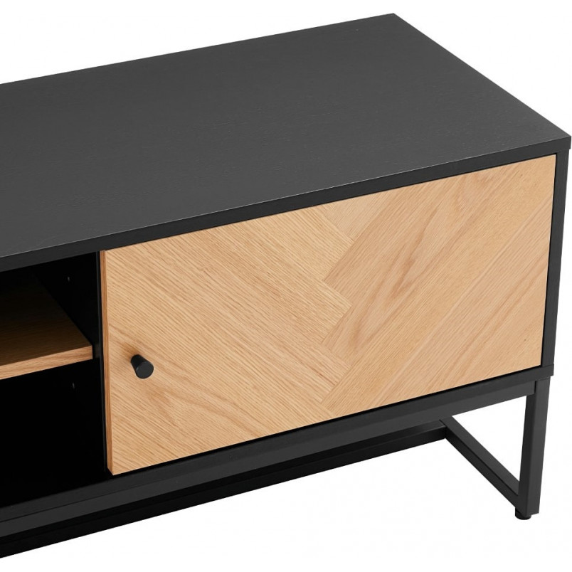 Szafka rtv z frontem w jodełkę Clar 160x40cm dąb / czarny Intesi