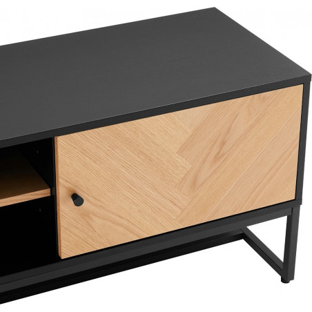 Szafka rtv z frontem w jodełkę Clar 160x40cm dąb / czarny Intesi