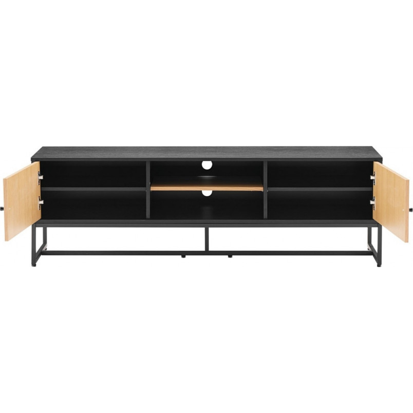 Szafka rtv z frontem w jodełkę Clar 160x40cm dąb / czarny Intesi