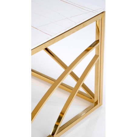 Stolik glamour na złotej podstawie Universe III 120x60cm biały marmur Halmar