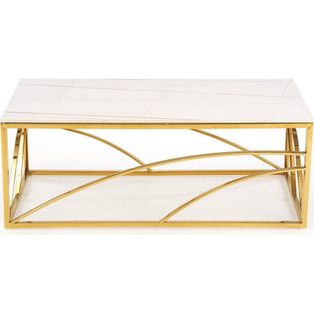 Stolik glamour na złotej podstawie Universe III 120x60cm biały marmur Halmar