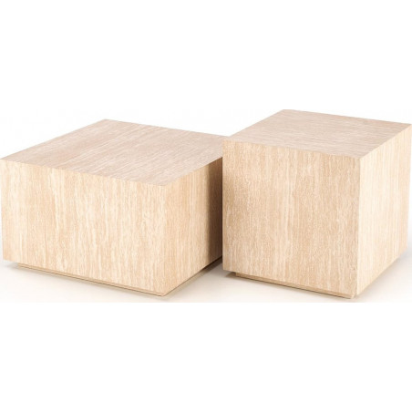 Stolik kwadratowy japandi Travertino 60x60cm trawertyn Halmar