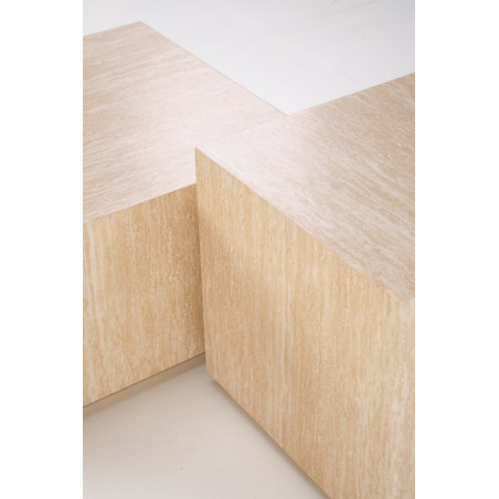 Stolik kwadratowy japandi Travertino 60x60cm trawertyn Halmar