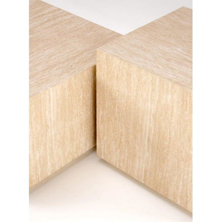 Stolik kwadratowy japandi Travertino 60x60cm trawertyn Halmar