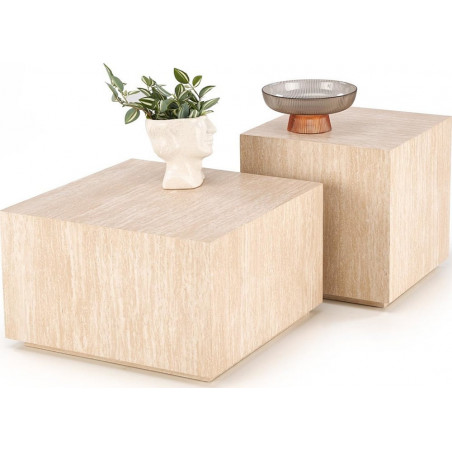 Stolik kwadratowy japandi Travertino 60x60cm trawertyn Halmar