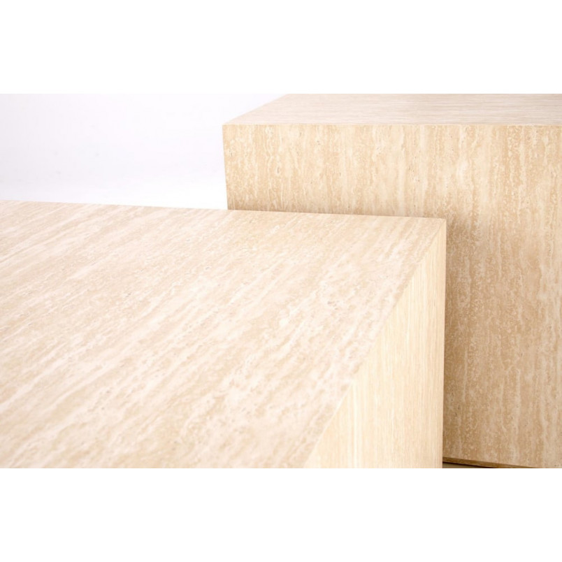 Stolik kwadratowy japandi Travertino 60x60cm trawertyn Halmar