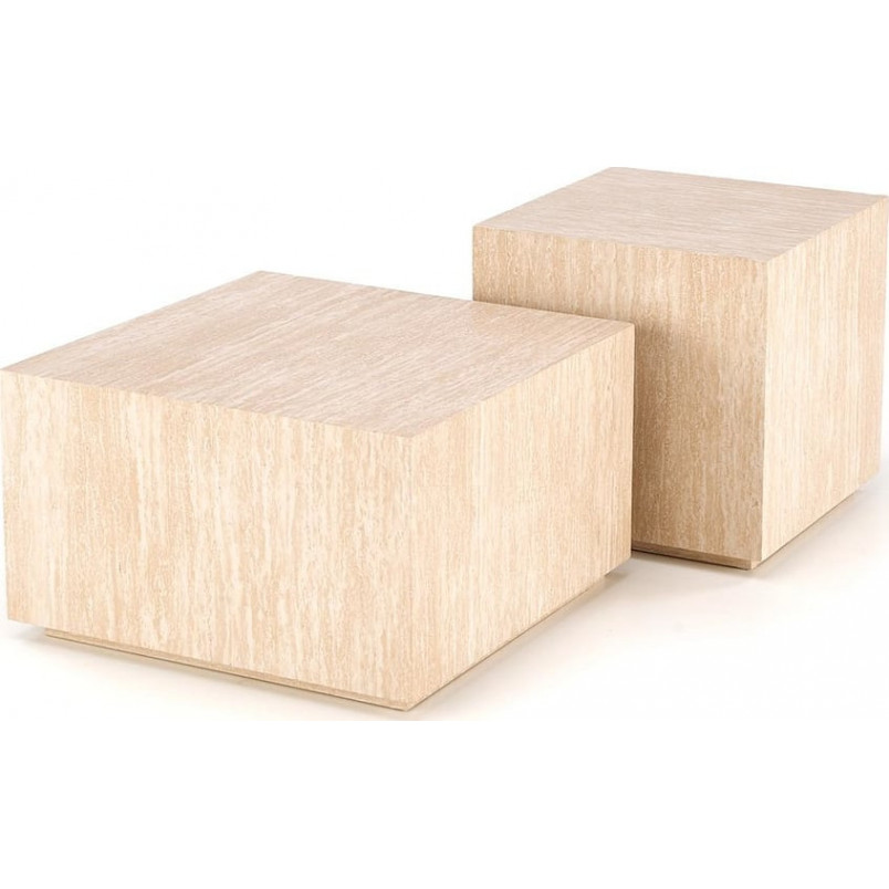 Stolik kwadratowy japandi Travertino 60x60cm trawertyn Halmar