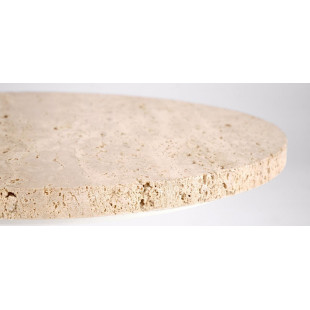 Stolik boczny okrągły Traverso 35cm H56cm trawertyn / biały Halmar