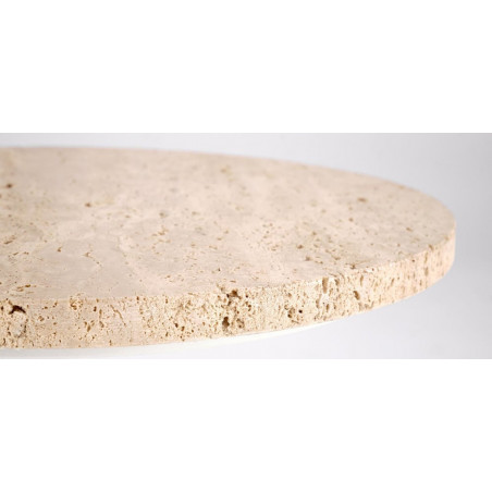 Stolik boczny okrągły Traverso 35cm H56cm trawertyn / biały Halmar
