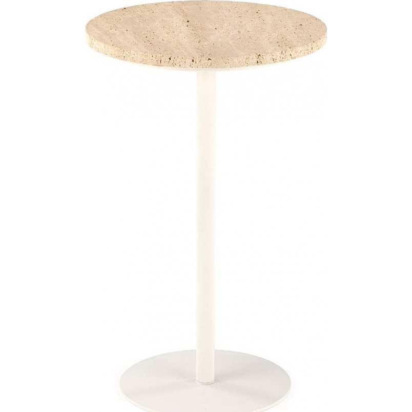 Stolik boczny okrągły Traverso 35cm H56cm trawertyn / biały Halmar