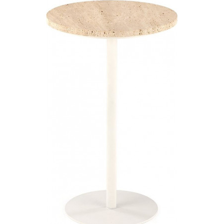 Stolik boczny okrągły Traverso 35cm H56cm trawertyn / biały Halmar