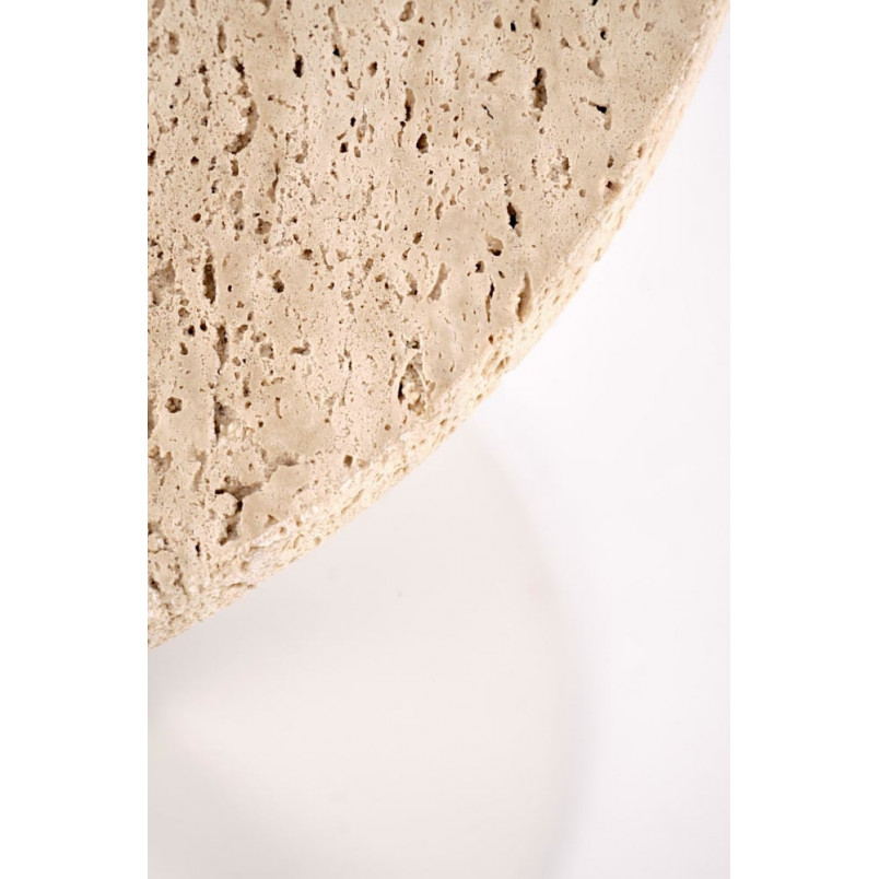 Stolik boczny okrągły Traverso 35cm H56cm trawertyn / biały Halmar