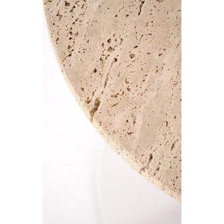 Stolik boczny okrągły Traverso 40cm H45cm trawertyn / biały Halmar