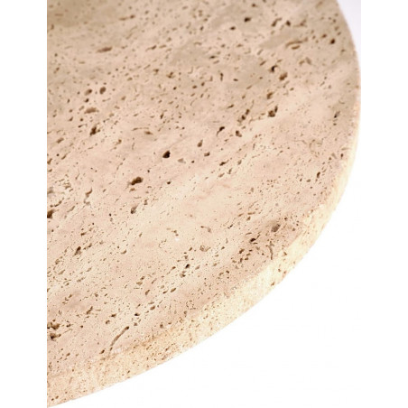 Stolik boczny okrągły Traverso 40cm H45cm trawertyn / biały Halmar