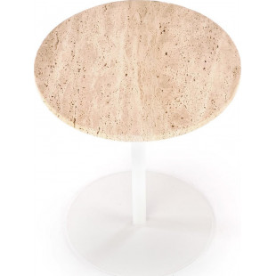 Stolik boczny okrągły Traverso 40cm H45cm trawertyn / biały Halmar