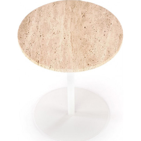Stolik boczny okrągły Traverso 40cm H45cm trawertyn / biały Halmar