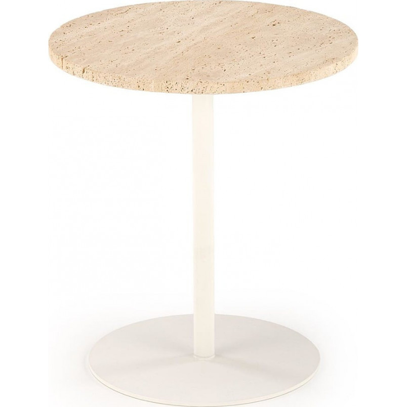 Stolik boczny okrągły Traverso 40cm H45cm trawertyn / biały Halmar