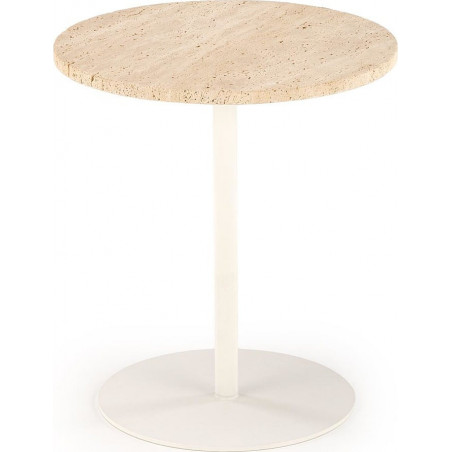 Stolik boczny okrągły Traverso 40cm H45cm trawertyn / biały Halmar