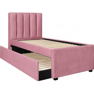 Łóżko tapicerowane z wysuwanym materacem Russo 90 cm różowe Halmar