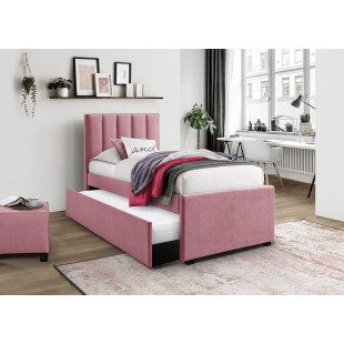 Łóżko tapicerowane z wysuwanym materacem Russo 90 cm różowe Halmar