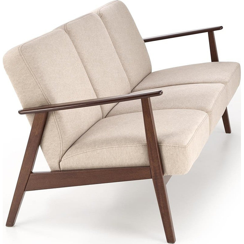 Sofa 3 osobowa prl / vintage Milano 175cm orzech / beż Castel 15 Halmar