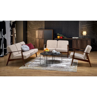 Sofa 3 osobowa prl / vintage Milano 175cm orzech / beż Castel 15 Halmar