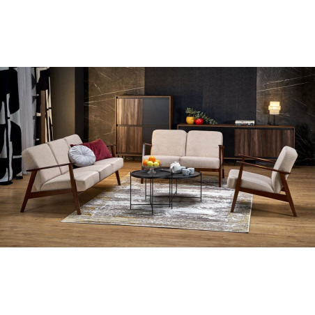Sofa 3 osobowa prl / vintage Milano 175cm orzech / beż Castel 15 Halmar