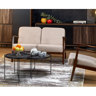 Sofa 2 osobowa prl / vintage Milano 120cm orzech / beż Castel 15 Halmar